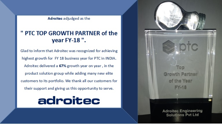 Adroitec awarded as Top Growth Partner certificate