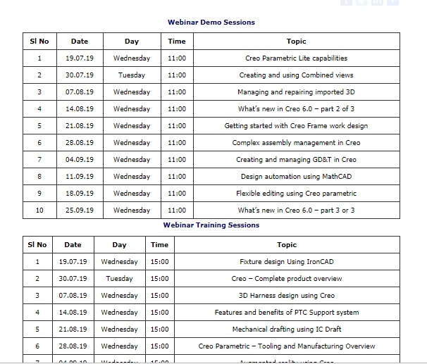 Web Schedule July 2019